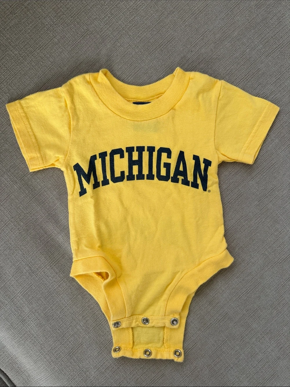 Michigan Yellow Baby One-Piece Bodysuit with Snap Closure and Go Blue bottom